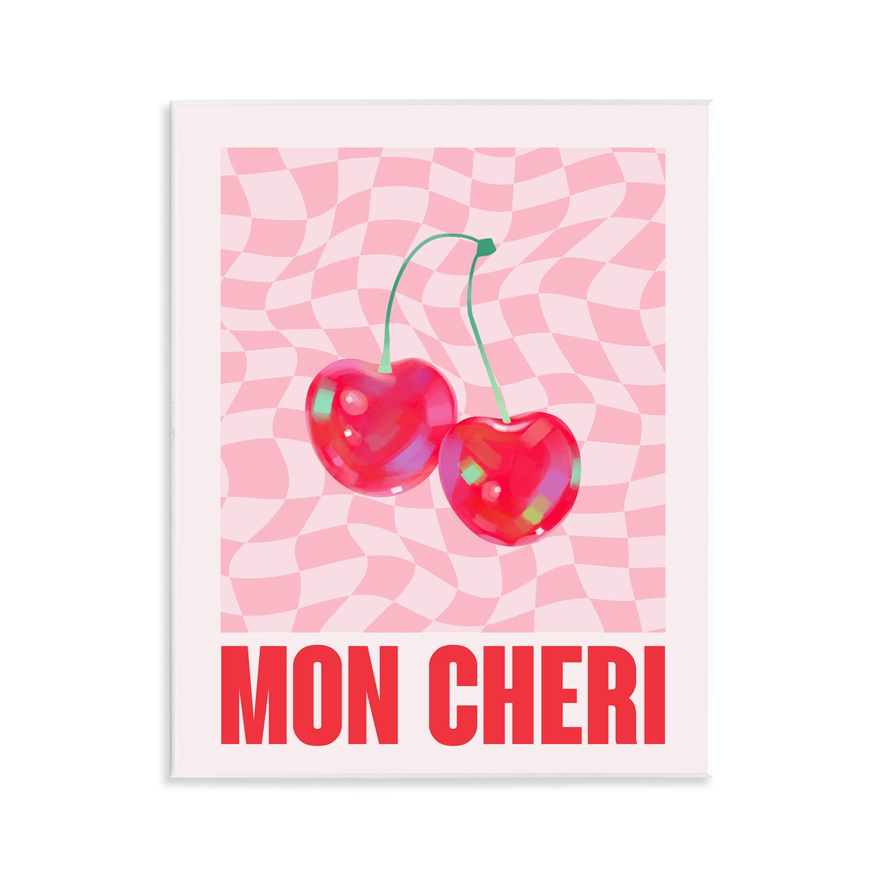 Stupell Industries Mon Cheri on Checkered Wall Plaque Art Design by House of Lulu